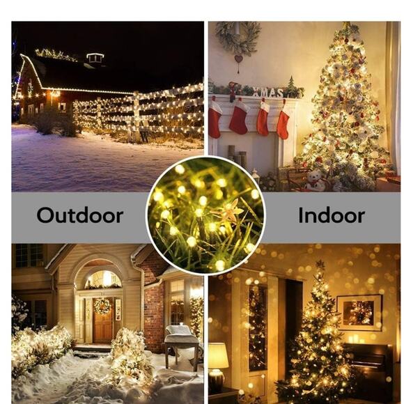 Solar String Lights 132Ft 400 LED Solar with Remote, 19 Modes Solar Warm White - Picture 6 of 7